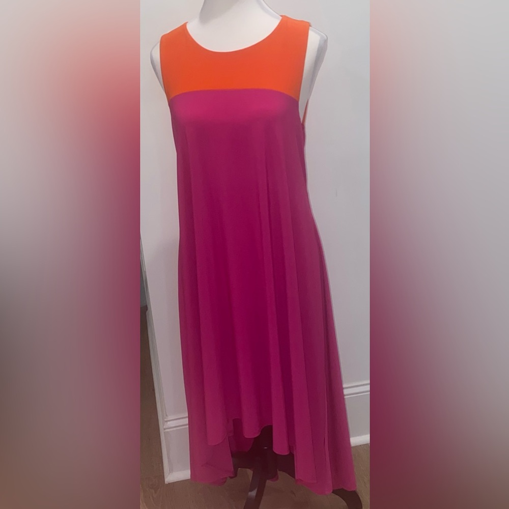Tiana B. Pink and Orange Colorblock Maxi Dress